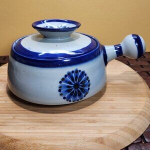 Ken Edwards El Palomar Guadalajara Blue Flower Lidded Bowl Mexican Pottery VTG
